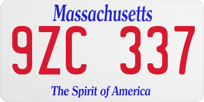 MA license plate 9ZC337