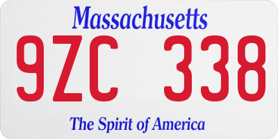 MA license plate 9ZC338