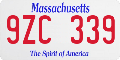 MA license plate 9ZC339