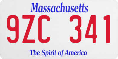 MA license plate 9ZC341