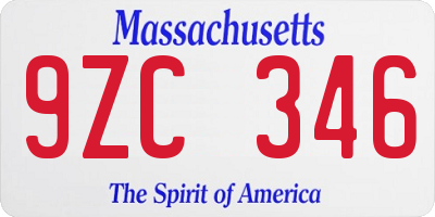 MA license plate 9ZC346