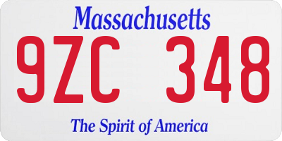 MA license plate 9ZC348