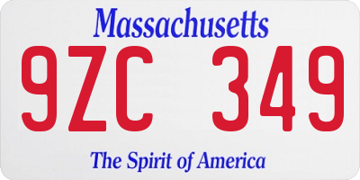 MA license plate 9ZC349