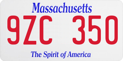 MA license plate 9ZC350