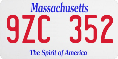 MA license plate 9ZC352