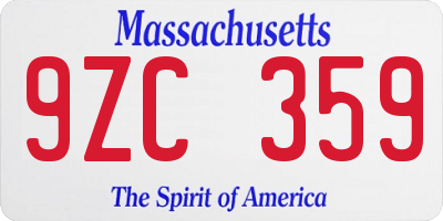 MA license plate 9ZC359