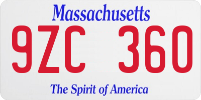MA license plate 9ZC360
