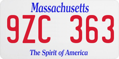MA license plate 9ZC363