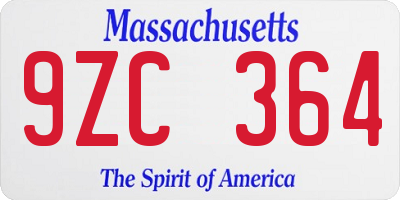 MA license plate 9ZC364