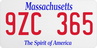MA license plate 9ZC365