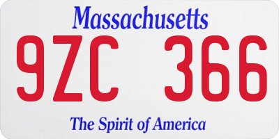 MA license plate 9ZC366