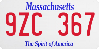 MA license plate 9ZC367