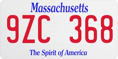 MA license plate 9ZC368