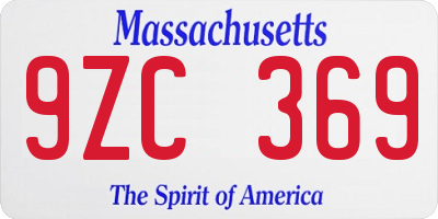 MA license plate 9ZC369