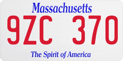 MA license plate 9ZC370