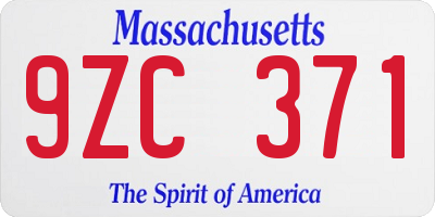 MA license plate 9ZC371
