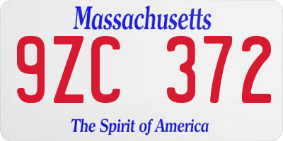 MA license plate 9ZC372