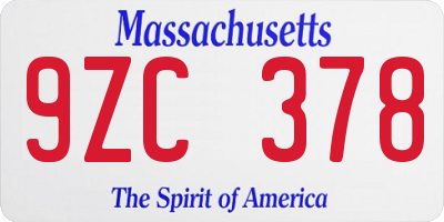 MA license plate 9ZC378