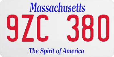 MA license plate 9ZC380