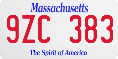 MA license plate 9ZC383