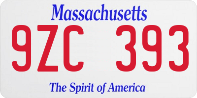 MA license plate 9ZC393