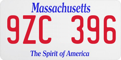 MA license plate 9ZC396