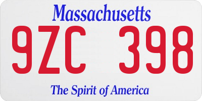 MA license plate 9ZC398