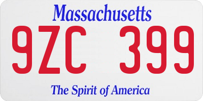 MA license plate 9ZC399