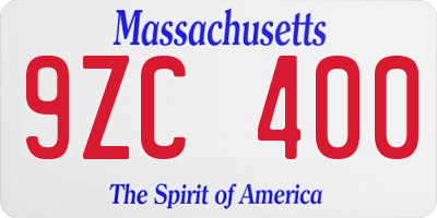 MA license plate 9ZC400