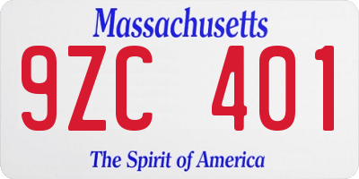 MA license plate 9ZC401