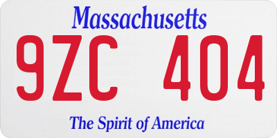 MA license plate 9ZC404