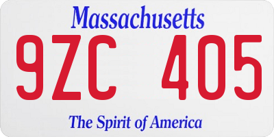 MA license plate 9ZC405