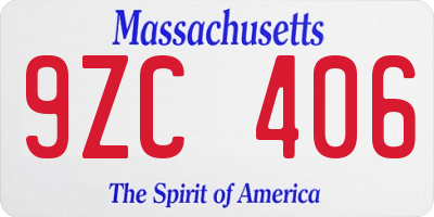 MA license plate 9ZC406