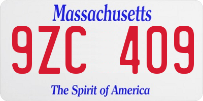 MA license plate 9ZC409