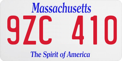 MA license plate 9ZC410