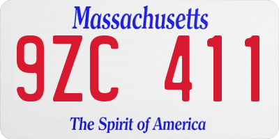 MA license plate 9ZC411