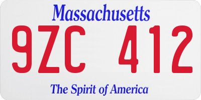 MA license plate 9ZC412