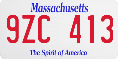 MA license plate 9ZC413