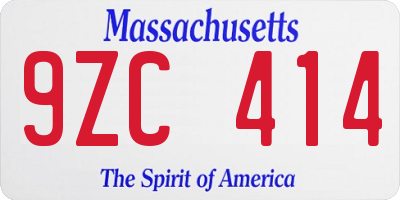 MA license plate 9ZC414
