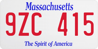 MA license plate 9ZC415