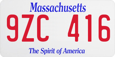 MA license plate 9ZC416
