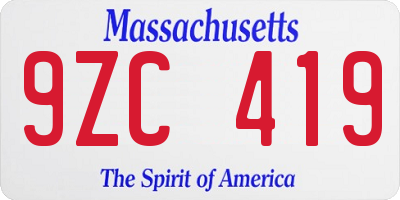 MA license plate 9ZC419