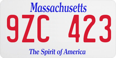MA license plate 9ZC423