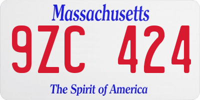 MA license plate 9ZC424