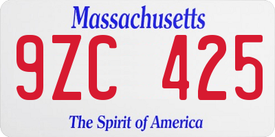 MA license plate 9ZC425