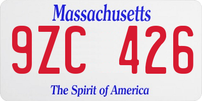MA license plate 9ZC426