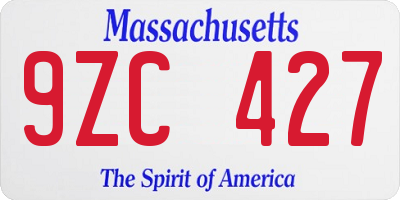 MA license plate 9ZC427