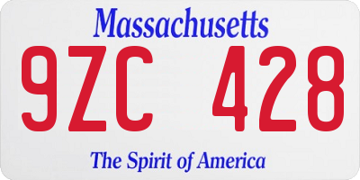 MA license plate 9ZC428