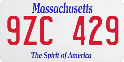 MA license plate 9ZC429