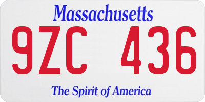 MA license plate 9ZC436